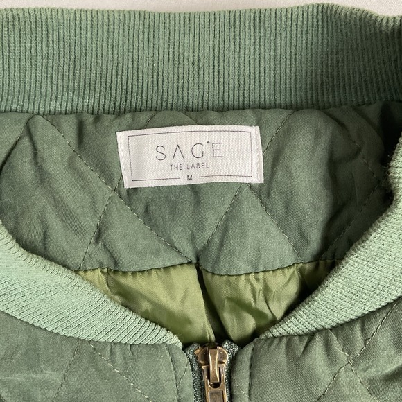 Sage The Label Quilted Bomber Jacket Green Medium Military Gorpcore Streetwear - Picture 3 of 7